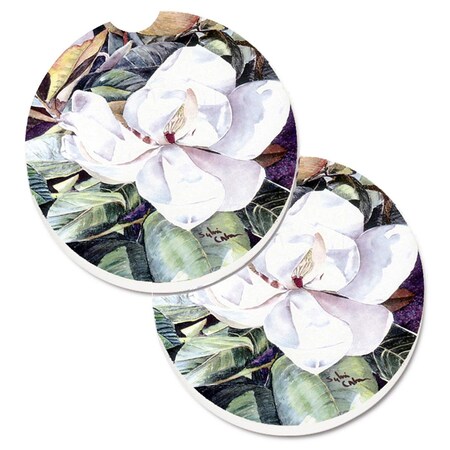 Carolines Treasures Flower Magnolia Set of 2 Cup Holder Car Coaster 8002CARC